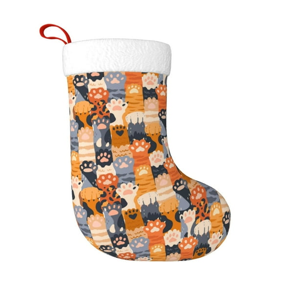 Naloa Cat Paws Christmas Stockings Decorations, Xmas Ornaments, DIY Personalized Farmhouse Decor for Home Family Party Tree