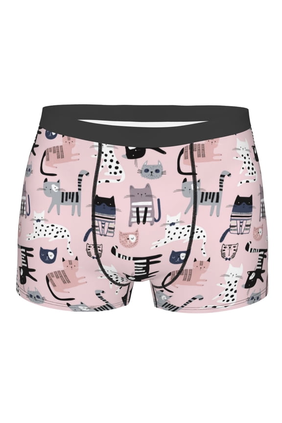 Cat Print Mens Underwear - Boxers for Men, Classic Briefs for Men