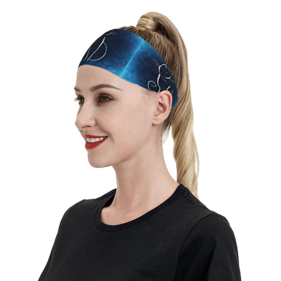 Naloa Cat Sketch Fashionable Sport Sweatband for Running, Yoga, Basketball - Head Circumference 19.6-22.4 inches