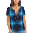 thumbnail image 1 of Naloa Cat Sketch Print T-Shirts Short Sleeve V Neck Tees for Women Fashion Tops Trendy Lightweight Soft Casual Summer Outfits Clothes, 1 of 5