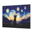thumbnail image 1 of Naloa Cat Under Starry Skies Print Canvas Picture,Wall Pictures, Modern Decorative Poster,Art Prints for Bedroom, Toilet, 40 x 30 cm, Built-in Wooden Frame, 1 of 6