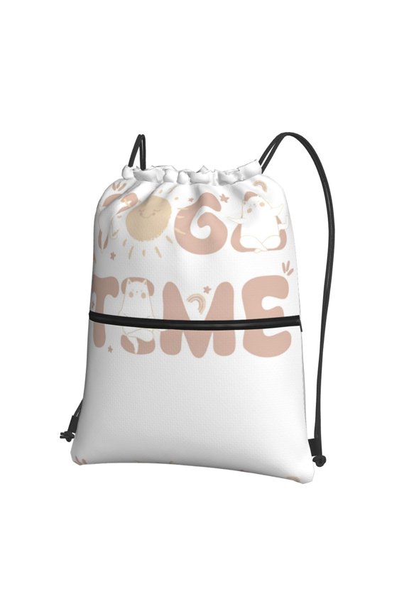 Cat Yoga Time Drawstring Backpack String Bag Cinch Water Resistant for Gym Shopping Sport Yoga