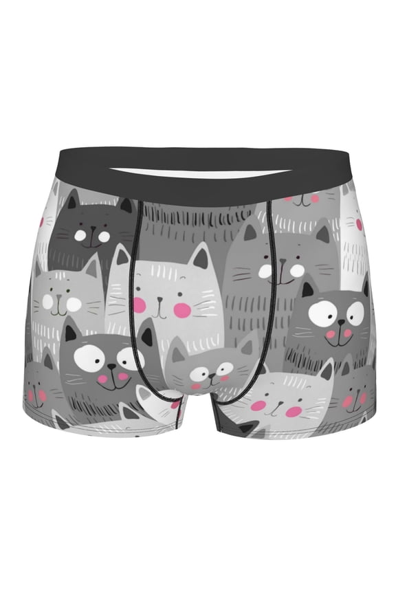Cats Group Print Mens Underwear - Boxers for Men, Classic Briefs for Men