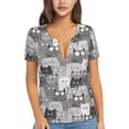 thumbnail image 1 of Naloa Cats Group Print T-Shirts Short Sleeve V Neck Tees for Women Fashion Tops Trendy Lightweight Soft Casual Summer Outfits Clothes, 1 of 5