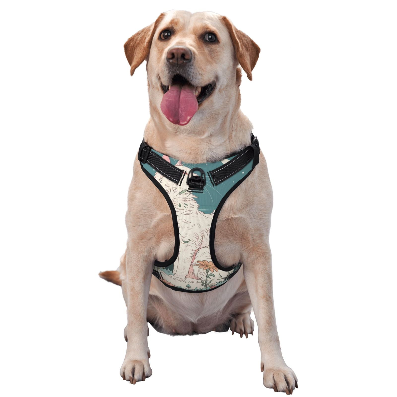 Naloa Celestial Cat And Flowers Dog Harness, Pet Harness Vest with Traction Rope, Dog Vest for Outdoor, Walking - {sizeName}-Small