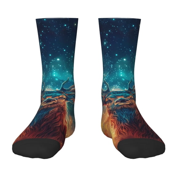 Naloa Celestial Stag Cosmic Glow Kids Socks Unisex Kids and Toddlers' Crew Socks, ,1 Pairs