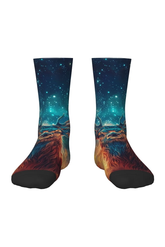 Celestial Stag Cosmic Glow Kids Socks Unisex Kids and Toddlers' Crew Socks, ,1 Pairs