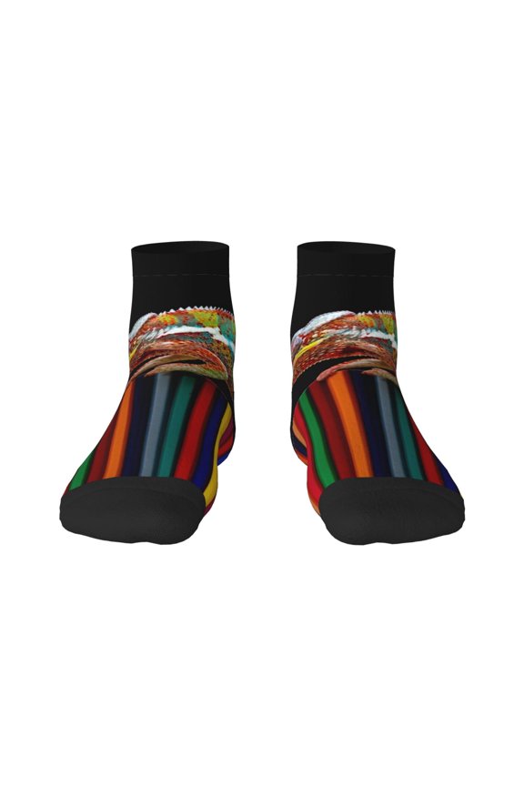 Chameleon Panther On Colored Pencils Ankle Socks for Women Non Slip Socks No Show Socks Classic Low Cut Casual Socks Casual Socks
