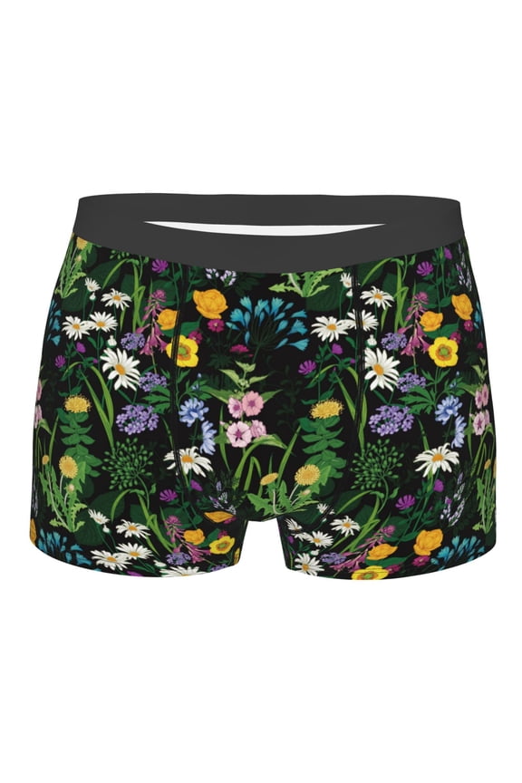 Chamomile Print Mens Underwear - Boxers for Men, Classic Briefs for Men