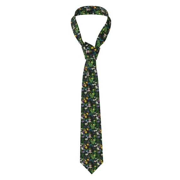 Naloa Chamomile Print Solid Color Tie Formal Necktie for Men，Suitable for business, daily life, work