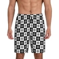 thumbnail image 1 of Naloa Checkerboard With Snowflake 1 Men's Short Pajama Pants, Pj Shorts, Lounge Comfort Shorts-Small, 1 of 6
