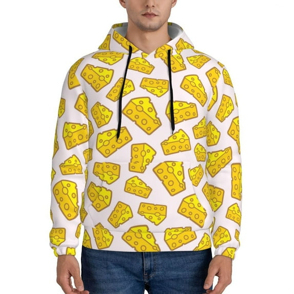 Naloa Cheese Men's Casual Hooded Collar Drawstring Hoodies Pullover Sweatshirts Casual Long Sleeve Shirts-3X-Large