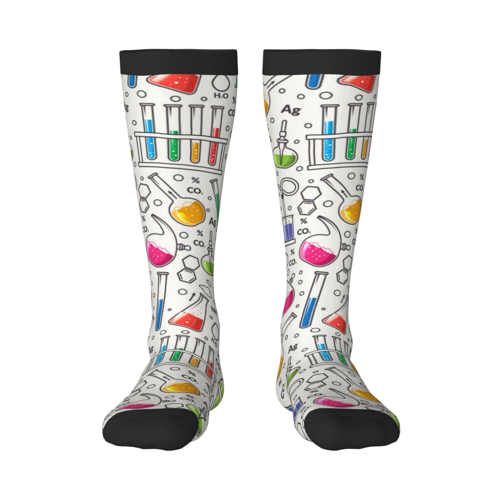 Lab Test Sock Naloa Chemical Flasks And Test Tubes Thigh High Socks Extra Long ...