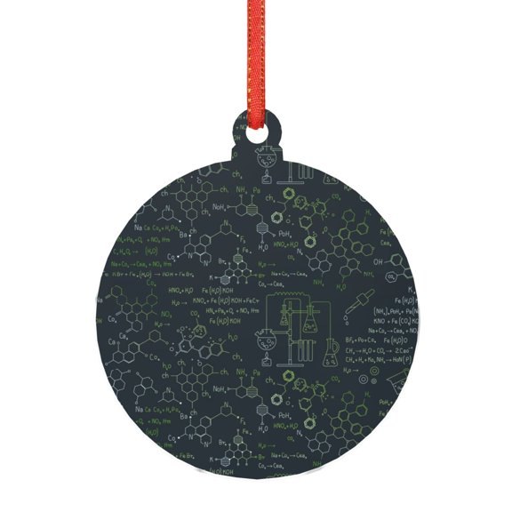 Naloa Chemistry Formulas 2 Acrylic Santa Tree Decorations Christmas Hanging Pendant for Christmas Winter New Year Party Hanging Decorations-Round Shape