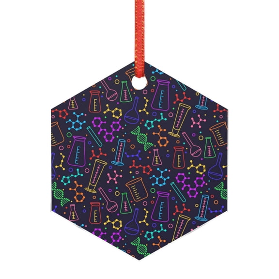 Naloa Chemistry Science Acrylic Santa Tree Decorations Christmas Hanging Pendant for Christmas Winter New Year Party Hanging Decorations-Hexagon