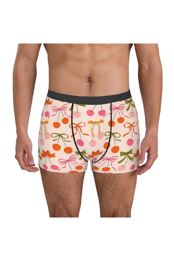 Cherries And Bows Mens Underwear - Boxers for Men, Mens Boxer Briefs, Classic Briefs for Men-Large
