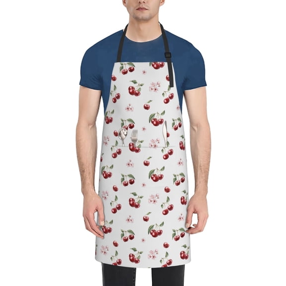 Naloa Cherry Berries Apron Kitchen Aprons with Pockets for Women Men Chef