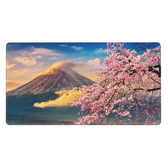 Naloa Cherry Blossoms Gaming Mouse Pad Large Mouse Mat Long Extended Desk Pad Non-Slip Rubber Mice Pads Stitched Edges Thin Pad (16x29.5 Inch)