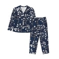thumbnail image 1 of Naloa Cherry Blossoms on Navy Background Pajamas for Women Set, Womens Pajama Sets, Lounge Sets for Women, 2pjs for Women-Large, 1 of 7