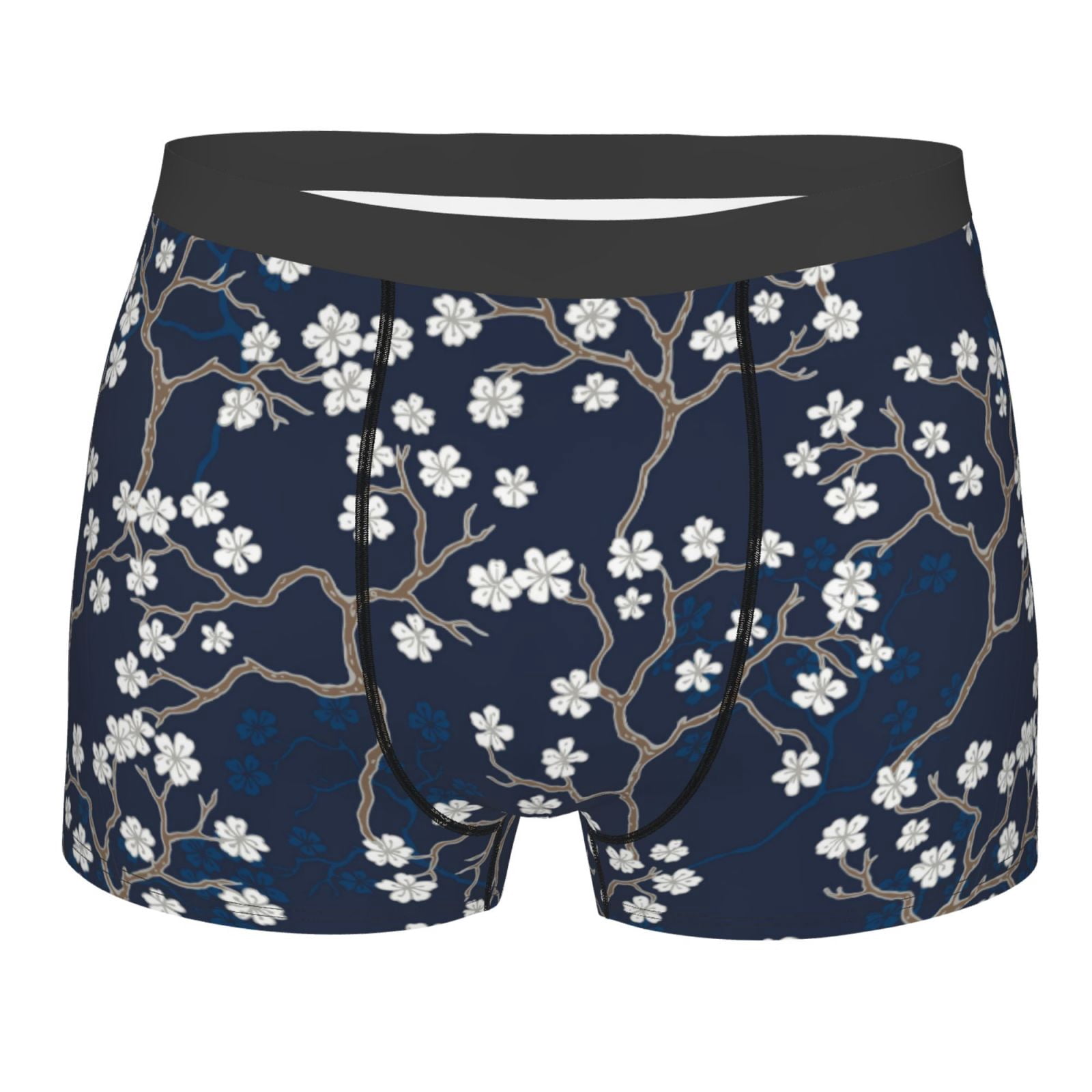 Naloa Cherry Blossoms on Navy Background Print Mens Underwear - Boxers ...
