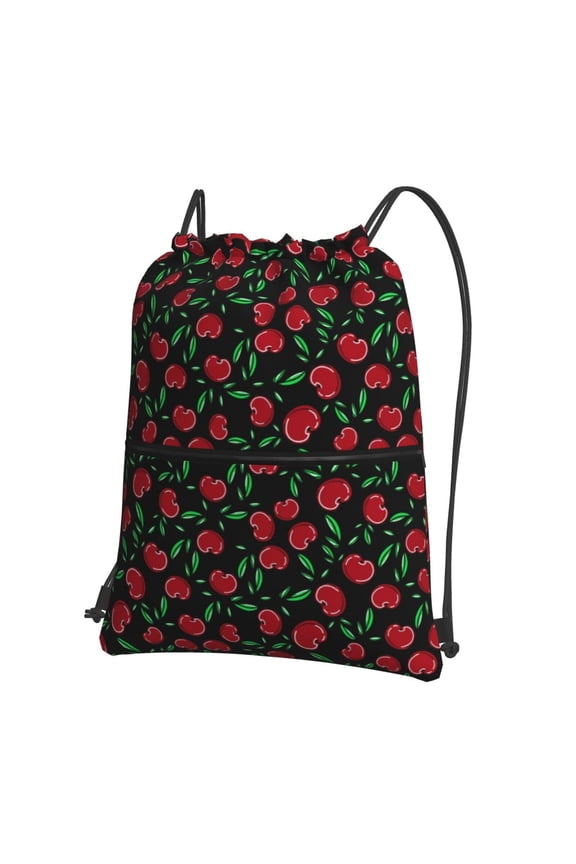 Cherry Drawstring Backpack String Bag Cinch Water Resistant for Gym Shopping Sport Yoga