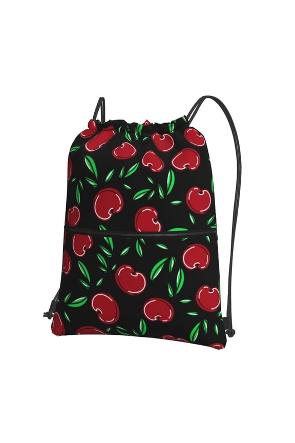 Cherry Drawstring Backpack String Bag Cinch Water Resistant for Gym Shopping Sport Yoga