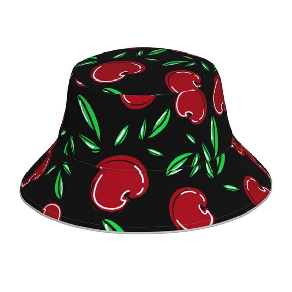 Naloa Cherry Reflective Double-Sided Bucket Hat, Sun Hat, Soft and Breathable for Gardening, Beaching, Camping, Hiking, Fishing