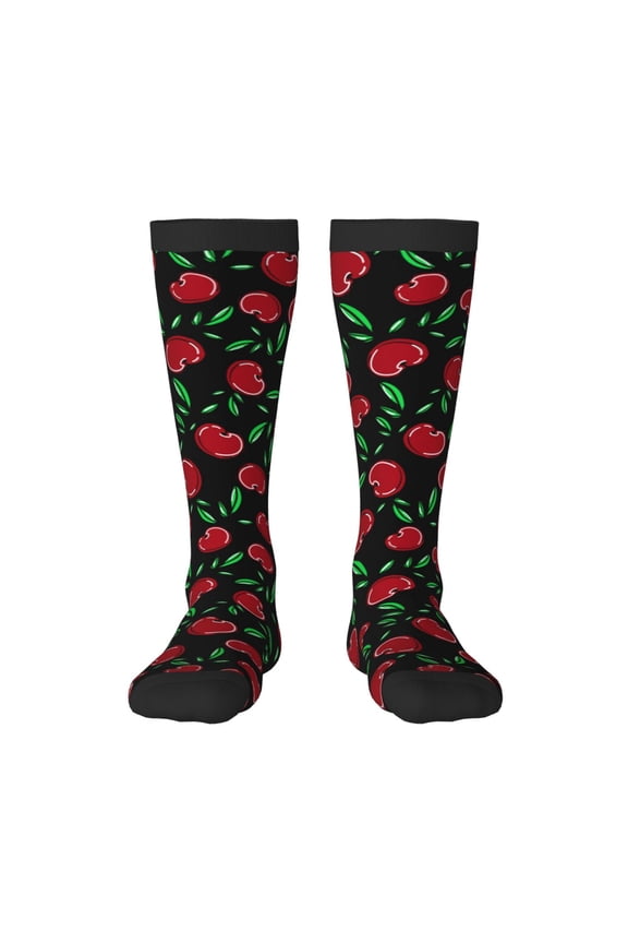 Cherry Thigh High Socks Extra Long Stretchy Sock Women Over Knee High Opaque Stocking Daily Wear