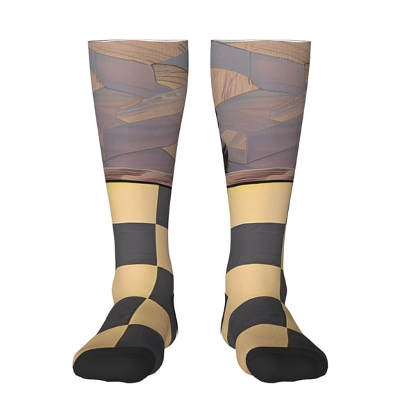 Naloa Chess Board With Pawns Knee Socks, High Socks Long Stretchy Sock Women Knee High Stocking, Long Socks for Women