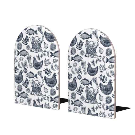 Naloa Chicken And Fish 2 Pcs Bookend Large Capacity Office Book Ends for Home Office Library School Study Decoration