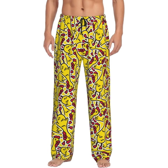 Naloa Chicken Cartoon Pajama Pants Men, PJ Bottoms, Sleep & Lounge Pants-Small