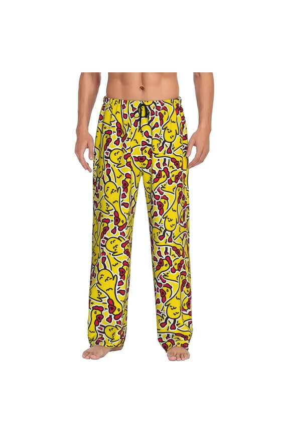 Chicken Cartoon Pajama Pants Men, PJ Bottoms, Sleep & Lounge Pants-Small