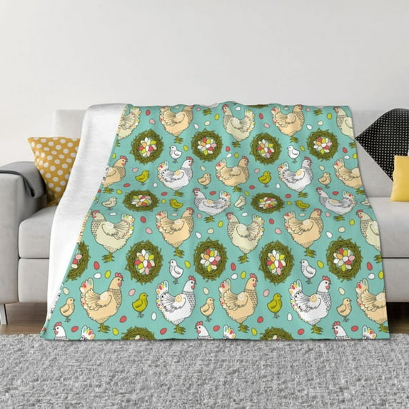 Naloa Chicken Laying Eggs Flannel Blankets - Thick and Warm Blanket for Winter, Soft Fuzzy Plush King Blanket for All Seasons40"x30"
