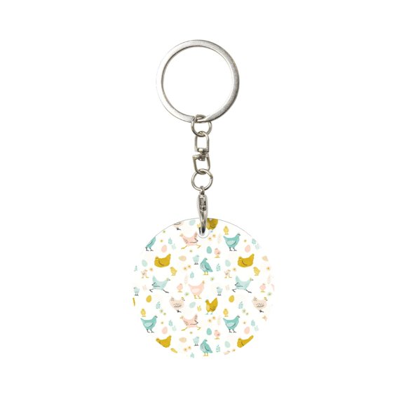 Naloa Chicken Print Round Keychain Keychain Key Ring, Key Tag, Key Chain Bulk for Gift Accessories (Round)