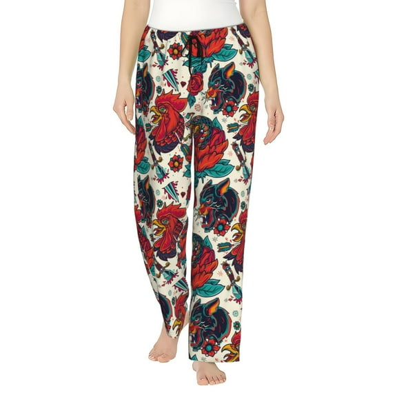 Naloa Chicken Print Women’s Ultra-Soft Comfy Pajama Lounge Pants with Pockets & Drawstring