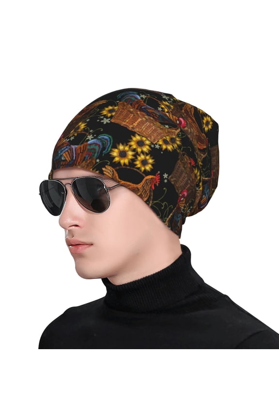 Chicken Rooster Soft Beanie Hat, Knit Beanie Daily Beanie in Fine Knit for Women Men Winter Travel, Outdoor