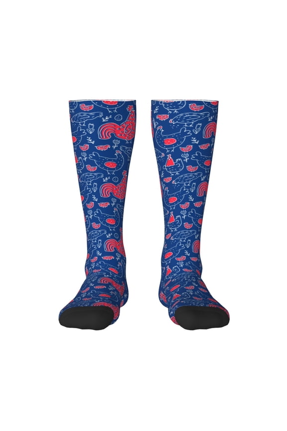 Chicken and Rooster Thigh High Socks Extra Long Stretchy Sock Women Over Knee High Opaque Stocking Daily Wear