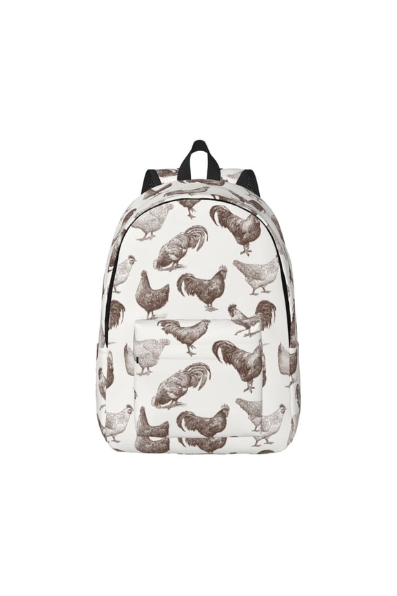 Chickens Canvas Backpack for Men Women Rucksack Casual Travel Daypack College Tote Satchel Bookbag for Teens-Small
