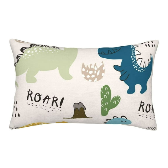 Naloa Childish Dinosaur Pillowcase, Throw Pillowcase, Wrinkle-Free, Stain-Resistant with Hidden Zipper for Bedroom Sofa - 16"x24"
