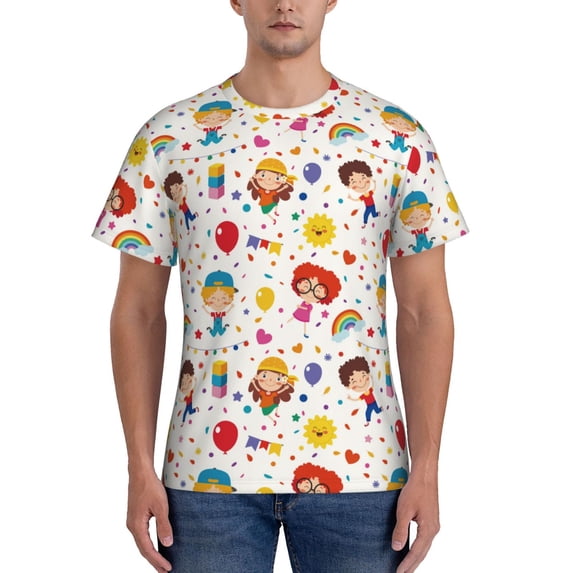 Naloa Childrens Party Men's T-Shirt Sport T-shirt Men's Basic Tee Casual Men's Shirt, Round Neck, Short Sleeves - 3X-Large