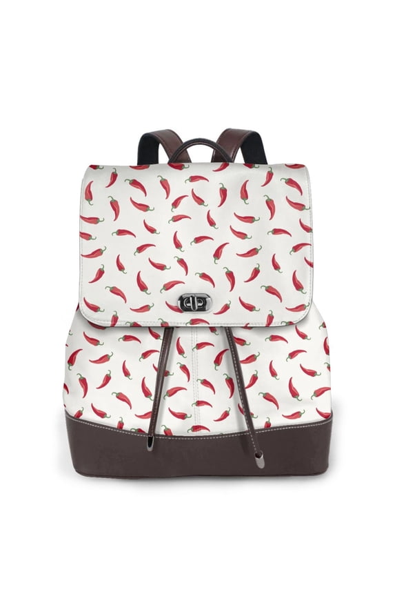 Naloa Chili Print Leather Backpack Purse for Women and Ladies,Shoulder Travel Daypacks Bags,Laptop Backpack for Women