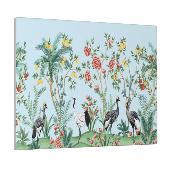 Naloa Chinoiserie Floral Palm Tree Print Canvas Bathroom Wall Art,Bathroom Wall Art Decoration, Canvas Poster Prints,Decorative Paintings for Living Room, Bathroom, Kids Room