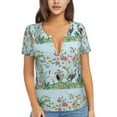 thumbnail image 1 of Naloa Chinoiserie Floral Palm Tree Print T-Shirts Short Sleeve V Neck Tees for Women Fashion Tops Trendy Lightweight Soft Casual Summer Outfits Clothes, 1 of 5