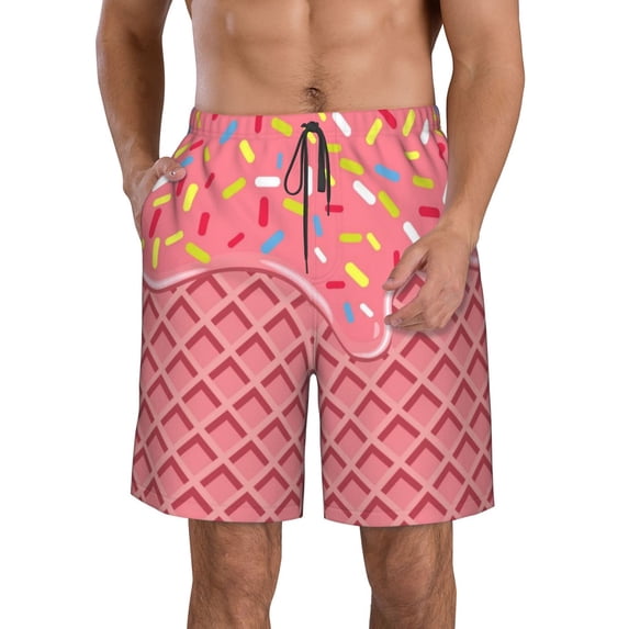 Naloa Chocolate with Flowing Cream Men's Beach Shorts, Surfing shorts, Swim trunks, Quick Dry Swim Trunks for Surfing Beach Fun - Large