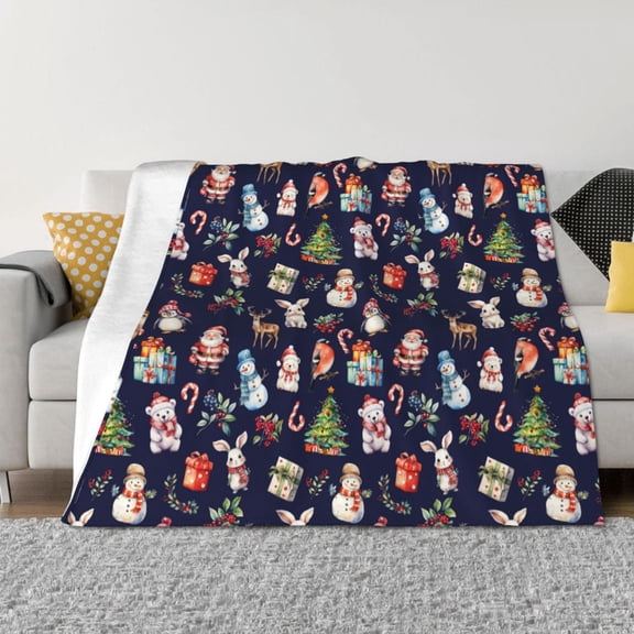 Naloa Christmas Critters Delight Flannel Fleece Throw Blanket for Bed Couch, Thick Blanket - All Seasons Suitable for Women, Men and Kids-40"x30"