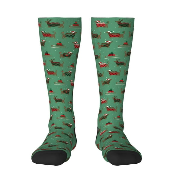Naloa Christmas Dachshund Thigh High Socks Extra Long Stretchy Sock Women Over Knee High Opaque Stocking Daily Wear