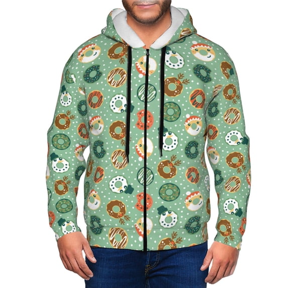 Naloa Christmas Donuts Men’s Hoodies, Zip up Hoodie, Sweatshirts,Hoodies for Men Sizes S-3XL-Medium