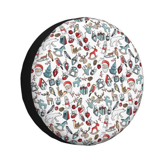 Naloa Christmas Elements PVC Leather Spare Tire Wheel Cover for Car Truck SUV Camper Trailer Universal Fit many size14 inch