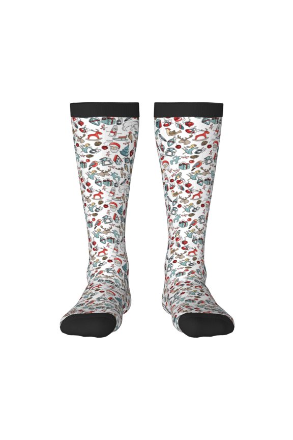 Christmas Elements Thigh High Socks Extra Long Stretchy Sock Women Over Knee High Opaque Stocking Daily Wear