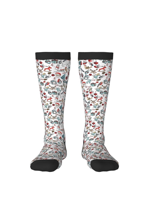 Christmas Elements Thigh High Socks Extra Long Stretchy Sock Women Over Knee High Opaque Stocking Daily Wear